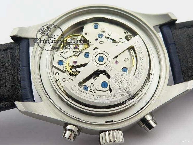 MIROTIME 0723 Pilot Chrono SS IW387809 ZF 1:1 Best Edition Silver Dial Blue Numbers On Blue Leather Strap A Lightweight 7263